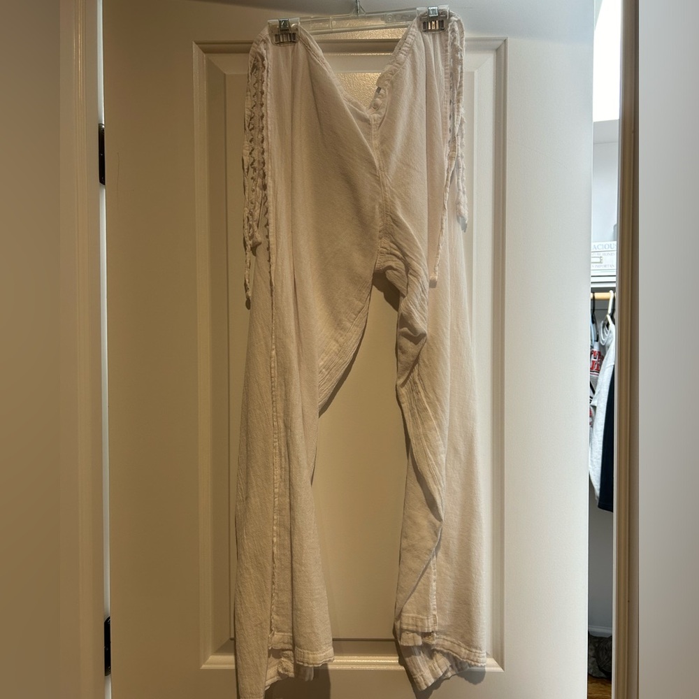 Cotton Tie Pants, Size Small, White